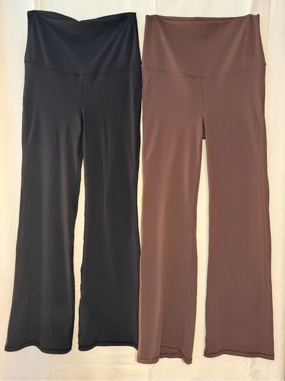 Lot of 2 High-Waist Flared Maternity/Active Pants - Black and Brown